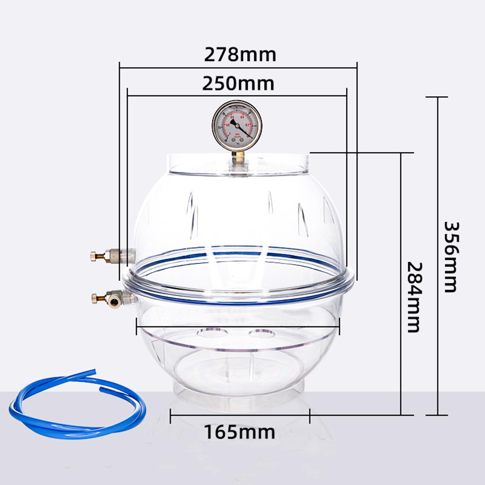 250 Mm/300 Mm Transparenter Kunststoff-Vakuumtrockner, Labor-Vakuum-Exsikkator, Mit Unterdruck-Vakuummeter, Doppeltem Vakuumventil, Für Vakuumtrocknung Und Lagerung