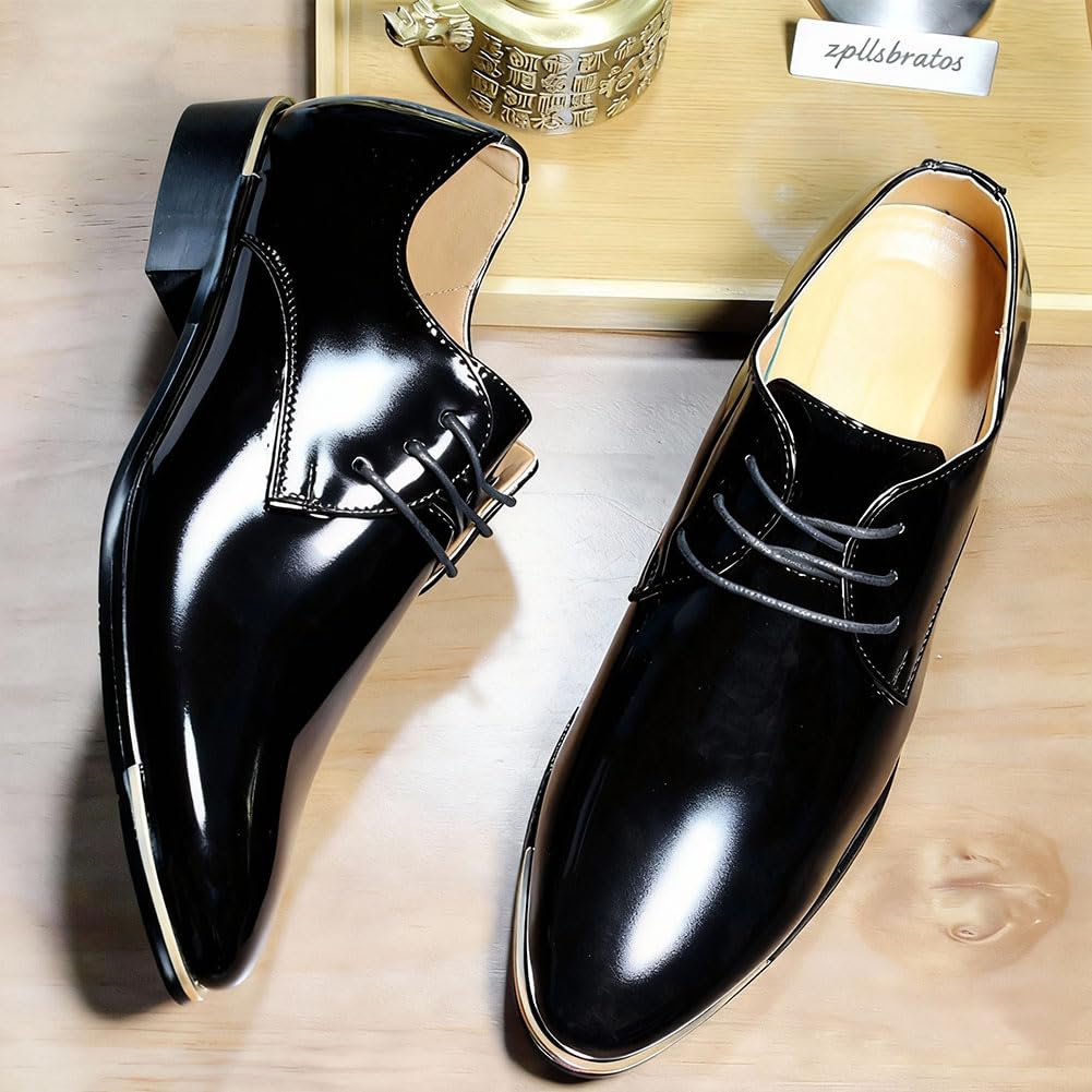 Herren Lederschuhe Lackschuhe Derby Schnürhalbschuhe Oxford Hochzeit Schuhe 38-48