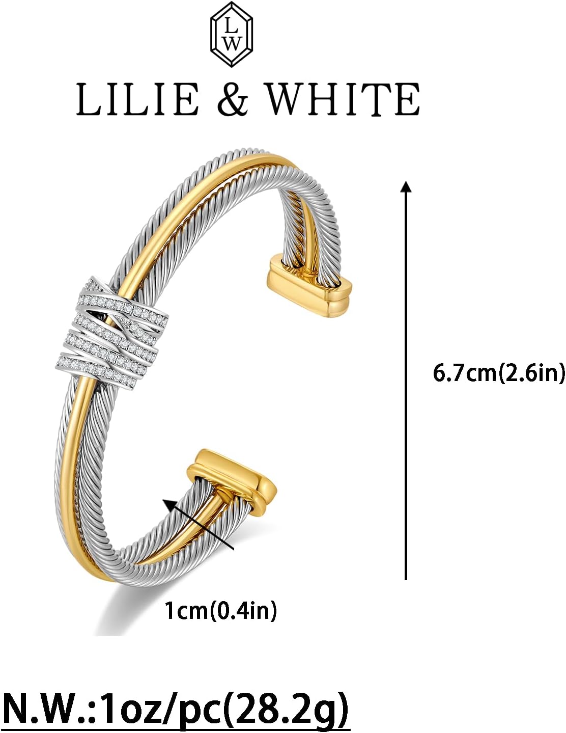 LILIE&WHITE Gold And Silver Bracelets For Women With Braided Design Chic Gold Bangle Statement Bracelet Cuff Bracelets Fashion Jewelry - Image 6