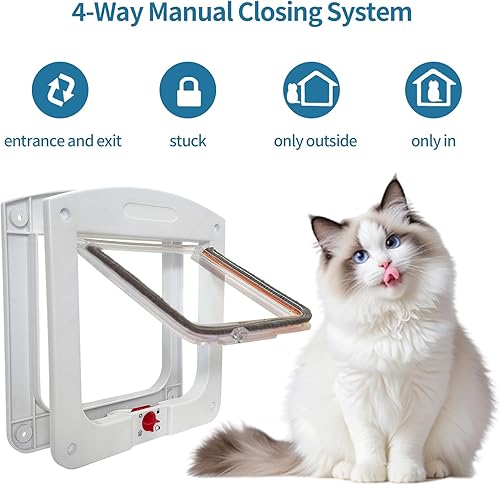 Miniatura 3 de Puerta de gato con cerradura resistente a la intemperie para puertas interiores y exteriores, puerta de gato interior, puerta pequeña para mascotas,