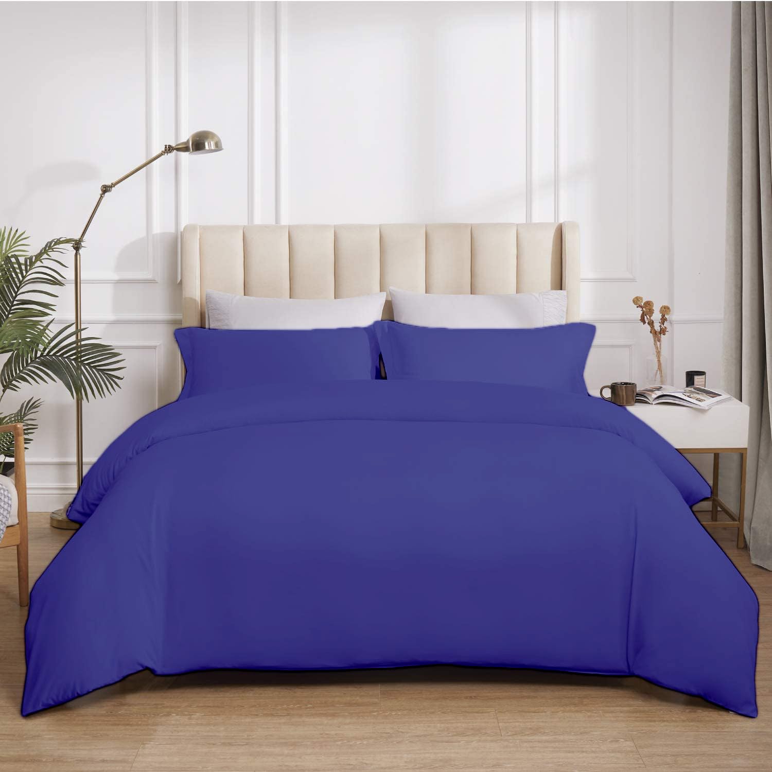 The OutNeT Royal Blue Solid Duvet Cover Set Super King 110x96 Size Egyptian Cotton Luxury Soft & Breathable Comforter Cover with Hidden Zipper Closer