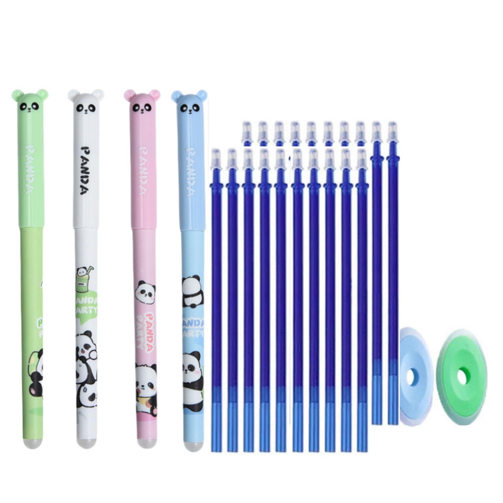 Elnwnnkc 4Pieces Cartoon Gel Pen with Refills and Eraser Erasable Gel 0.5mm Needle Tip Writing for Writing Cartoon Astronaut
