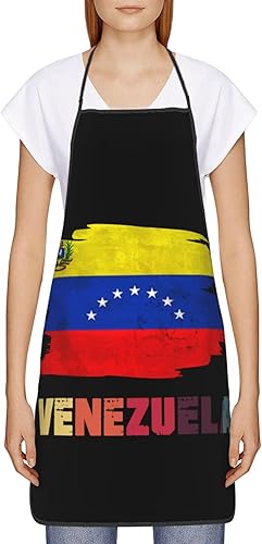 Miniatura 2 de Delantal venezolano retro vintage con bandera venezolana para hombres y mujeres, ajustable, impresión de gran volumen, divertidos delantales vintage