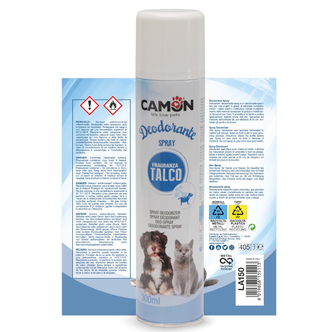 Camon Deodorant Spray zum Talkum - LA150 Spray 300 ml für Hund und Katze