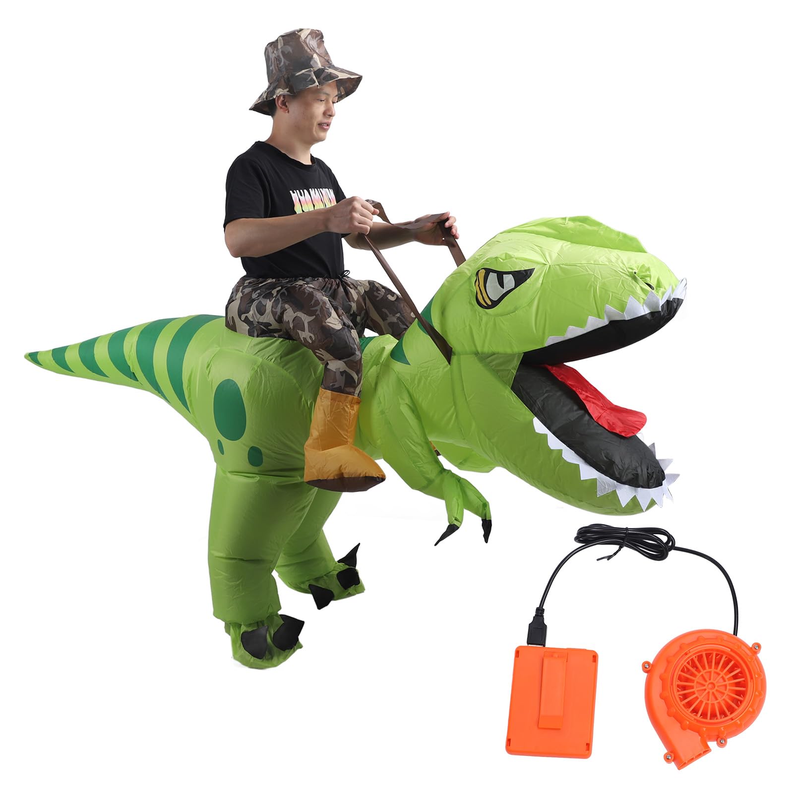 Luocute Nadmuchiwany Kostium Dinozaurów Dorosłych, Dmuchanie Garnituru Dinozaurów Nadmuchiwany Strój Dinozaurów z Wbudowanym Fanem na Imprezy Halloween Parki Rozrywki