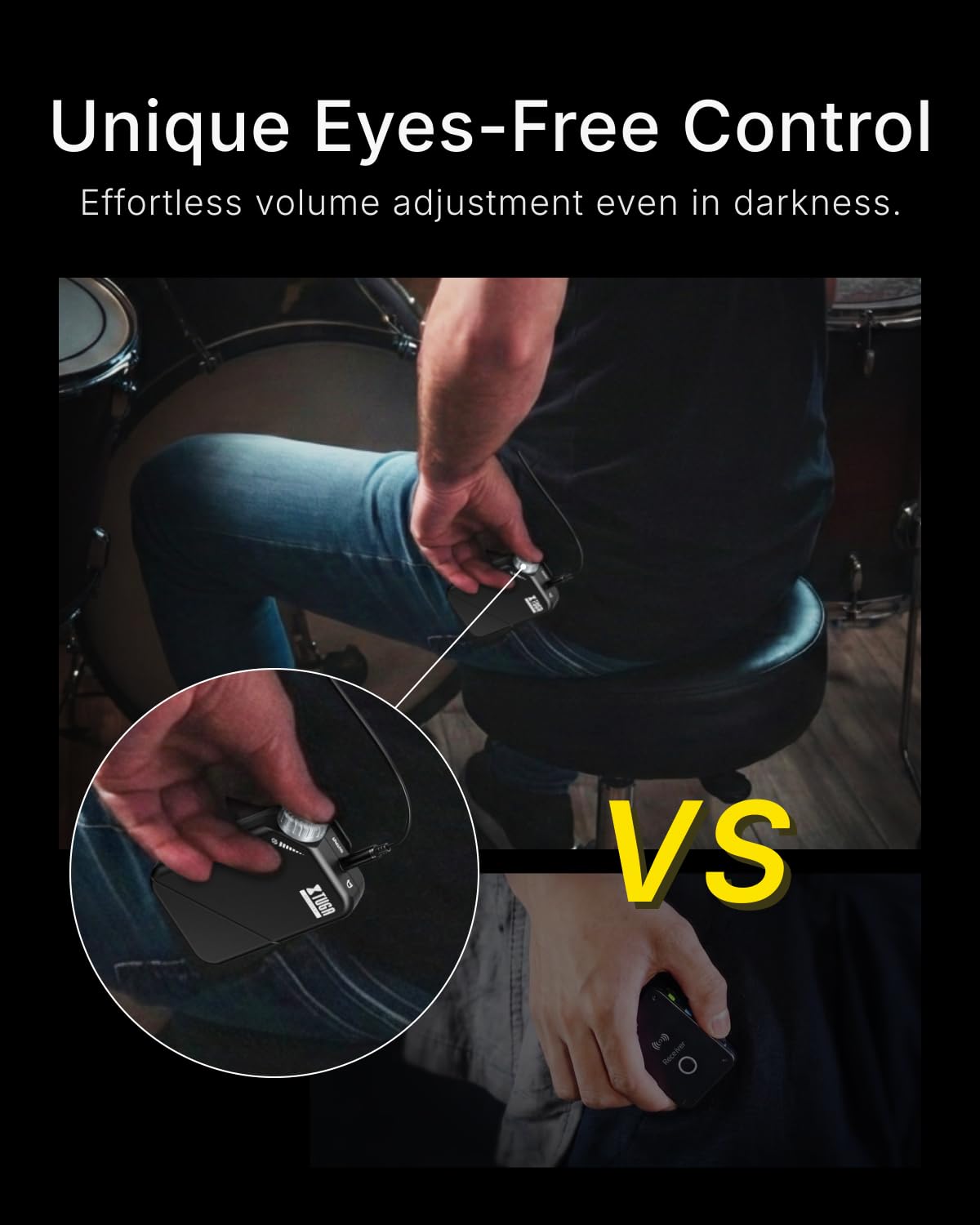 XTUGA Kabelloses In-Ear-Monitorsystem, 2,4 G Stereo, kabelloses IEM-System, ein Sender und zwei Empfänger, Bühnenüberwachung für Sänger, Musiker, Band