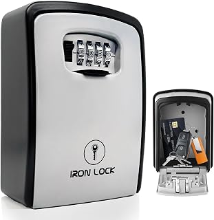 Iron Lock® Key Lock Box XXL Wall Mount – Waterproof Outdoor Key Safe with Heavy-Duty Metal Body & 4-Digit Combination – Lock Box for Keys Outside for Home, Rentals & Realtors (Grey, XXL)