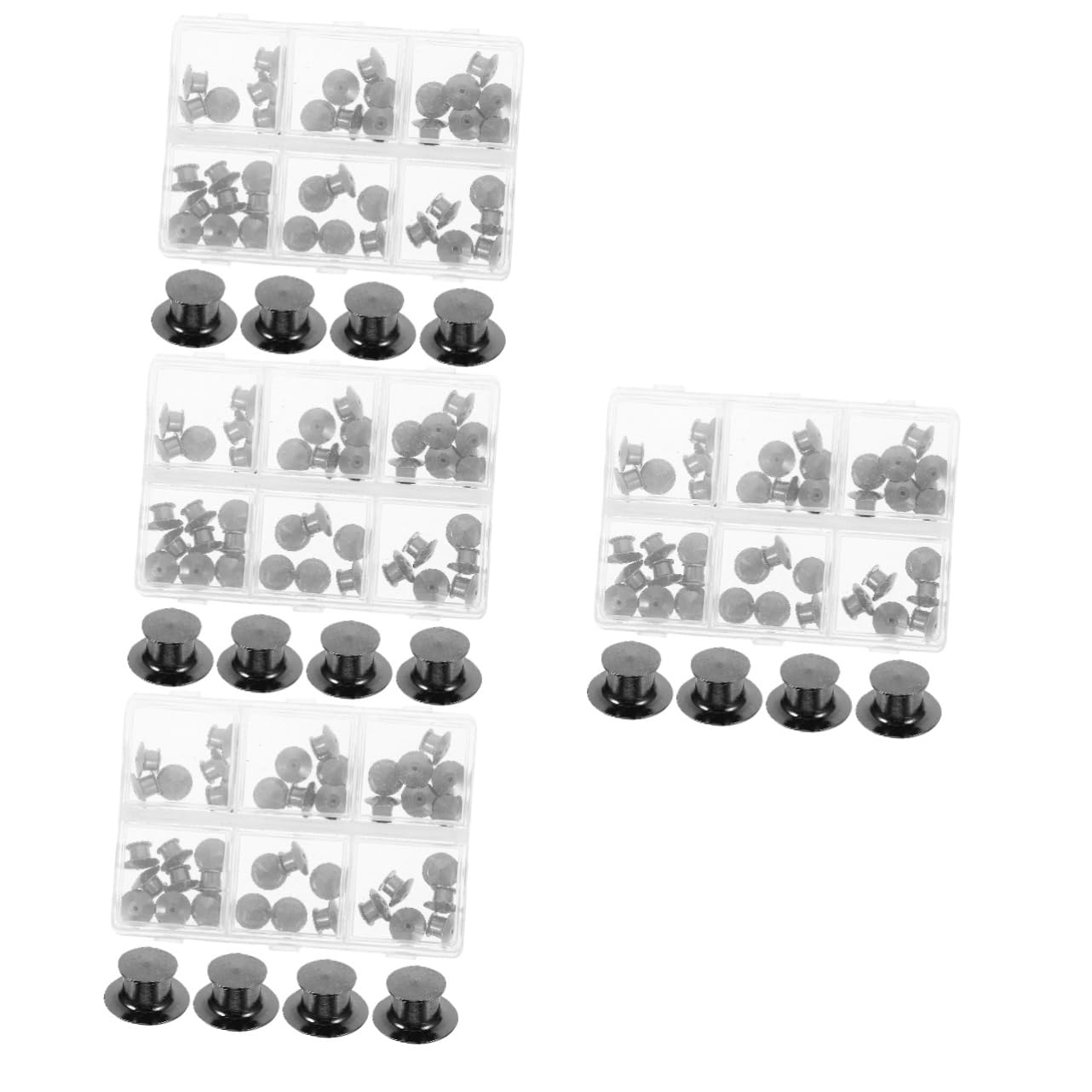 SHINEOFI 4 Scatole Di Ganci A Scatto Con Perni Di Bloccaggio Per Spille Distintivi Gioielli Mini Porta Spille Di Sicurezza Leggeri E Portatili