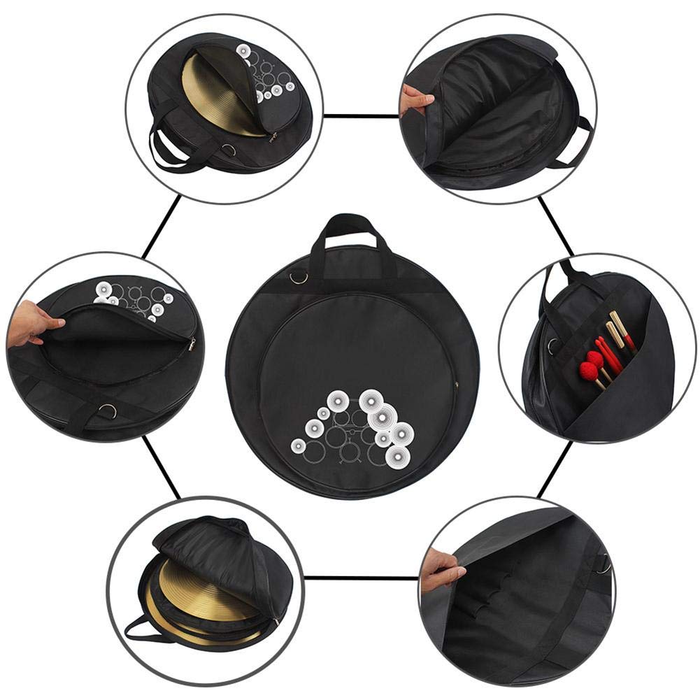 Borsa per piatti in tessuto nero resistente all'usura ad alta resistenza, custodia per piatti per batteria, bacchette per batteria portatili per riporre i piatti