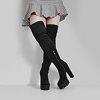 Vista 4 de Richealnana Botas altas hasta la rodilla con plataforma y cordones con cremallera lateral para mujer