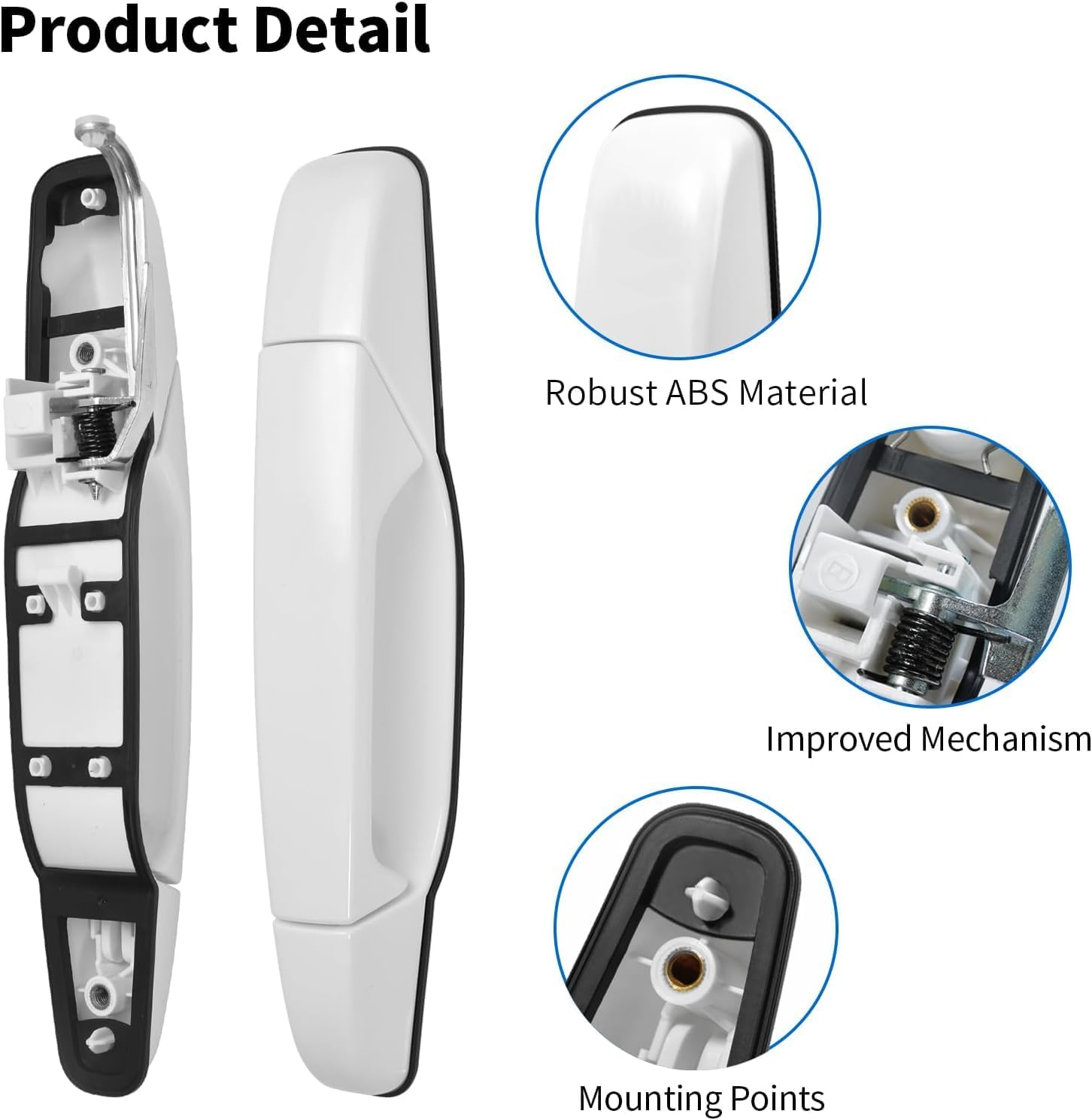 Exterior White Door Handles Compatible with 07-14 Chevy Silverado Suburban Tahoe Avalanche, GMC Sierra 1500 2500 3500 HD Yukon XL, Cadillac Escalade EXT ESV, 2007 2008 2009 2010 2011 2012 2013 2014