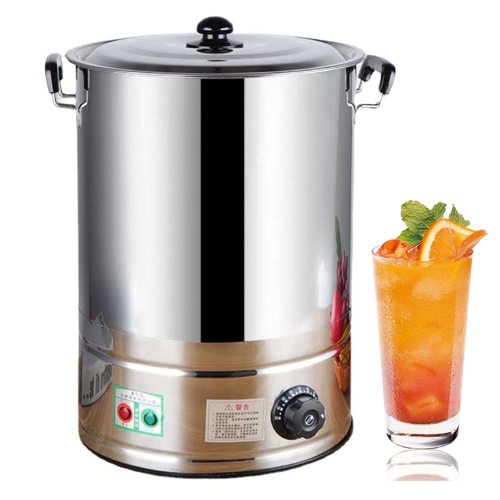 Caffettiera Commerciale, Spremiagrumi Elettrico in Acciaio Inox da 20 L/30 L/40 L con Coperchio, Grande Erogatore di Acqua Calda for Catering, Bar, Ricevimenti di Nozze(No Faucet,20L)