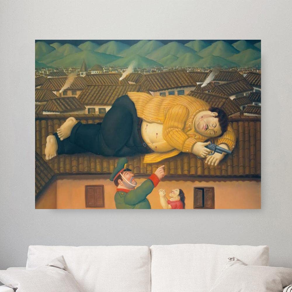 JH Lacrocon Hand-painted Oil Paintings on Canvas Botero Human Painting 120X90 cm Rolled Up - Pablo Escobar Dead J5116