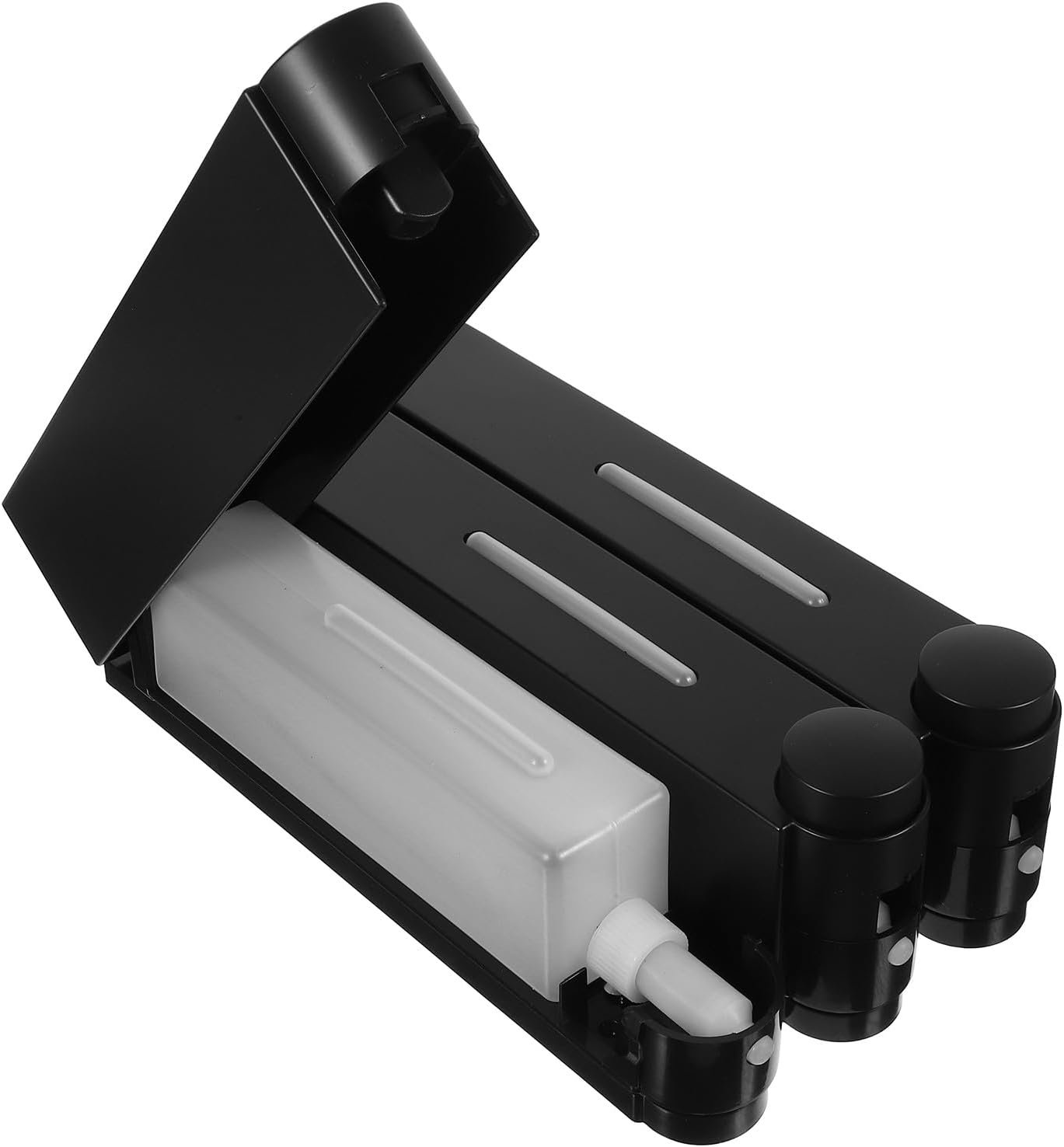 Wall Mounted Soap Dispenser 3-Chamber Shower Shampoo Conditioner Body Wash Dispenser Black Refillable Bathroom Shower Gel Container for Residential and Commercial Use