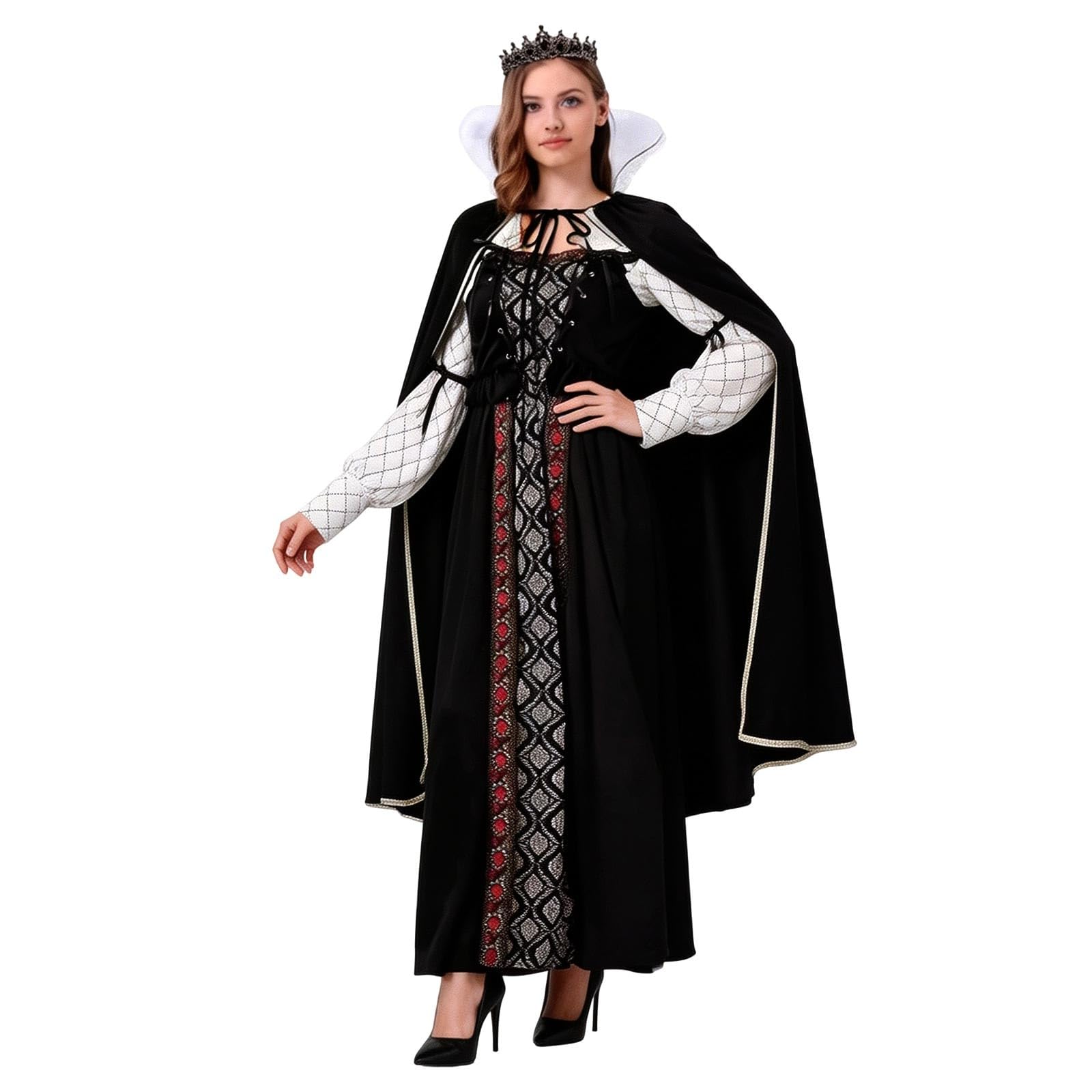 Mantello con Cappuccio, Nero in Velluto Halloween Lungo Mantello, Mantello da Vampiro Adulto, Travestimento da Prete, Mago e Vampiro