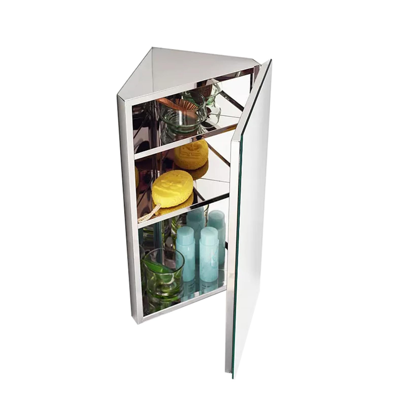 Generico mobiletto del bagno,(it:Bagno da 11,8" X 23,6" in acciaio inossidabile - Armadietto triangolare - Armadietto ad angolo - Organizer per riporre oggetti medici da cucina multifunzione monta