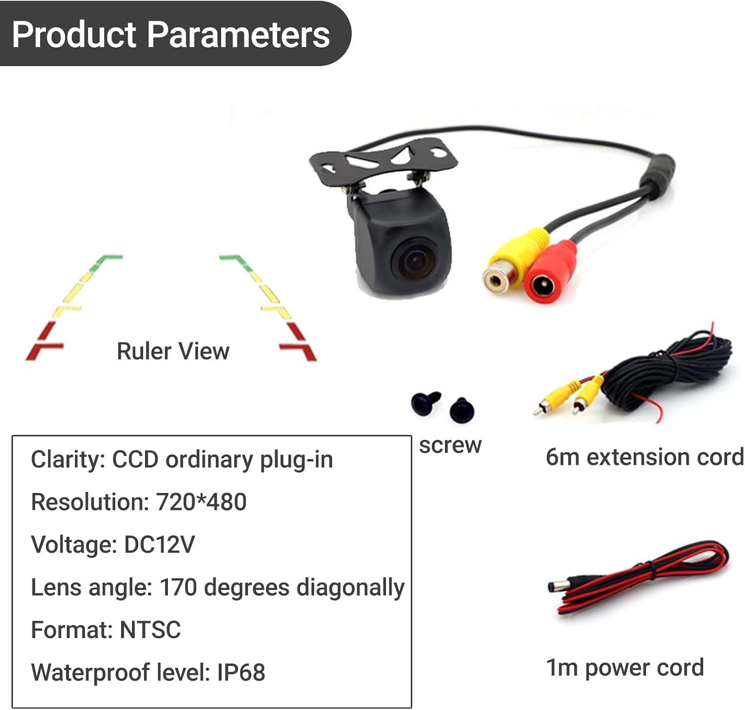 Backup Camera 4 Pin Universal Rear Camera for Car Waterproof Viewing Angle 720/1080P Changeable 2.5mm Jack Camera License Plate View Camera