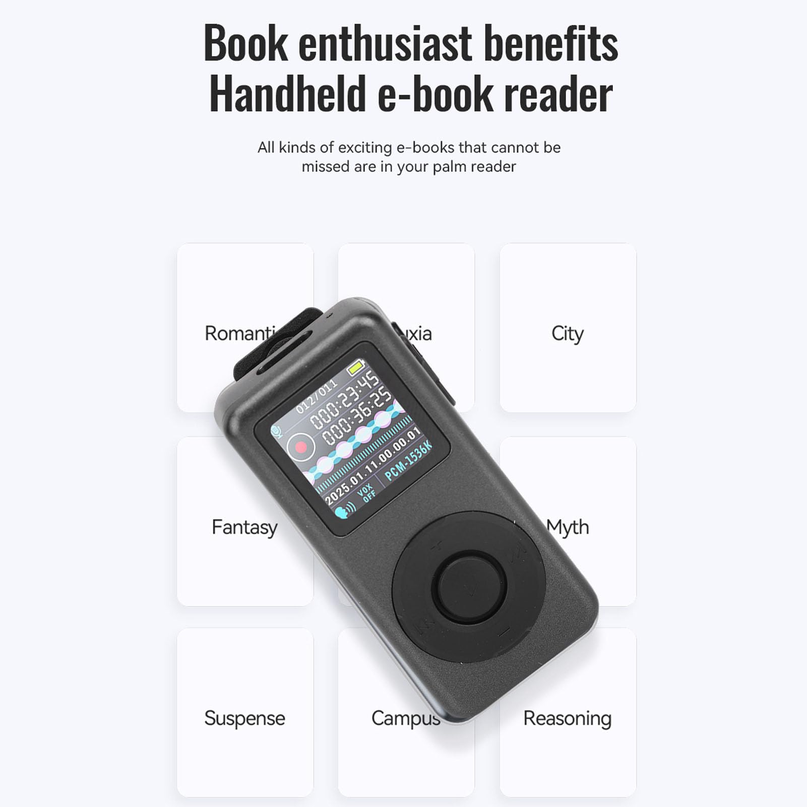 GOWENIC Player MP3 con Auricolare a Clip, Registratore Vocale AI con Riduzione del Rumore, Lettore Musicale MP3 BT con Lettore di Libri E, per Eseguire L'arrampicata da Escursioni in (64GB)
