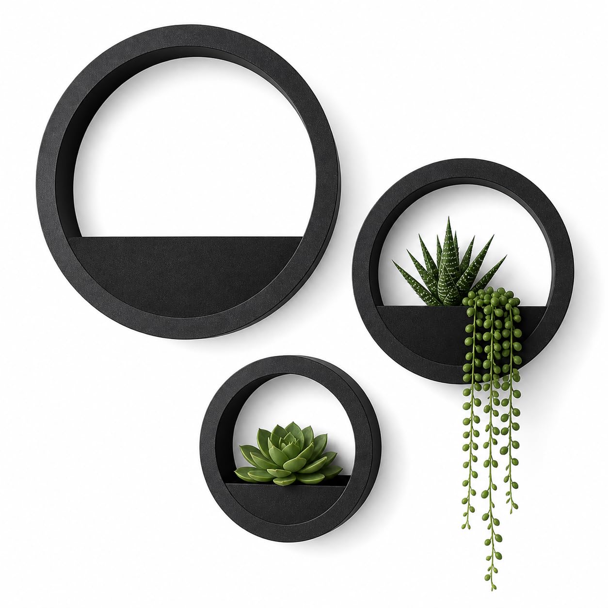 TEKNOSPACEWORLD Wall Planters Set of 3 (18/24 / 30 cm) β Hanging Plant Pots β Fuzzy Textured Indoor Wall Planters β Minimalist Vertical Garden β Screws Included for Easy Installation