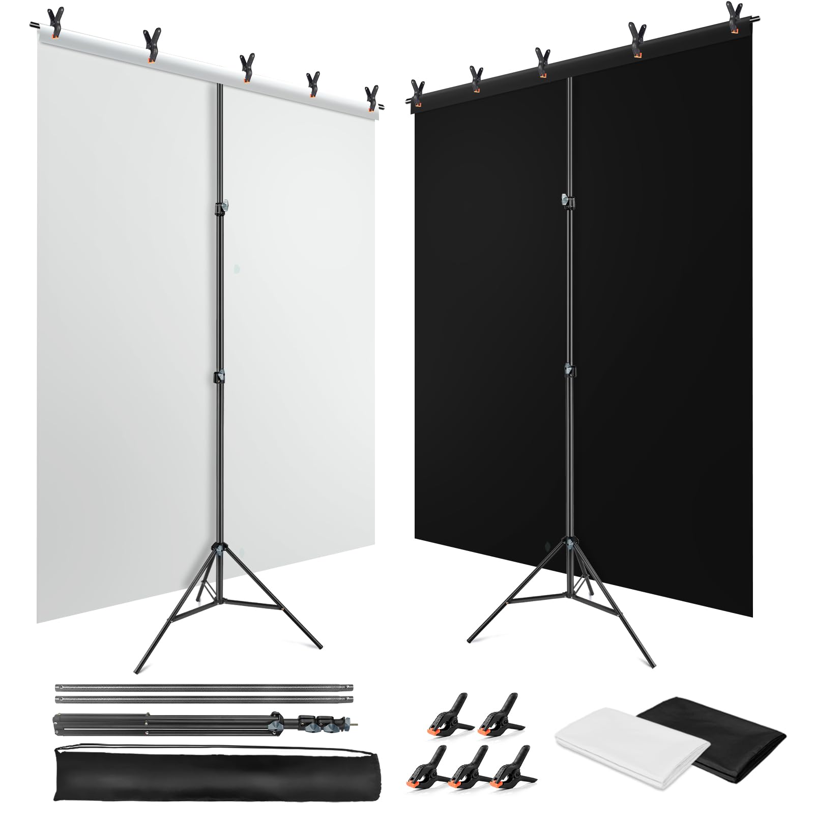 Amazon | Hemmotop 背景布 背景スタンド 150x200cm 黒い布 白い布 強力