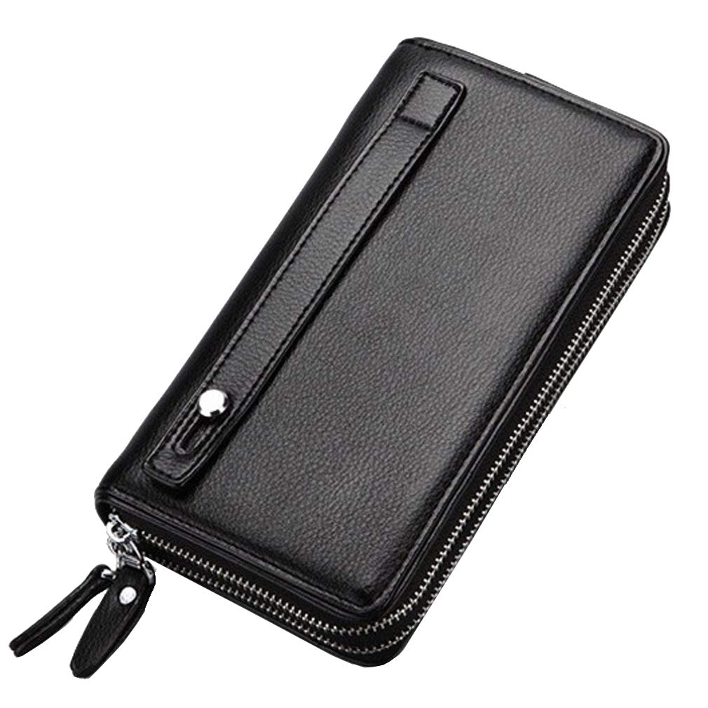 Vintage Cuir Sac à Main Portefeuille D'embrayage Pour Hommes Phone Titulaire Sac De Poignet Wristlet Poche à Monnaie Business Noir