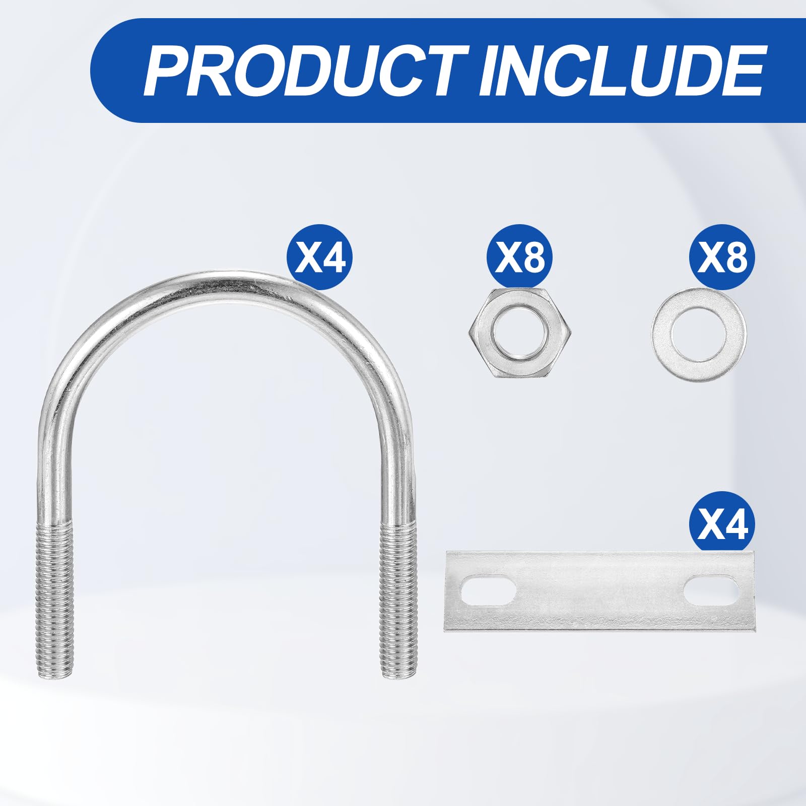 METALLIXITY U Bolts 4 Sets (5/16"(M8) x2.36"x3.42"), Round U Bolt Kits 304 Stainless Steel with Accessories - Image 3