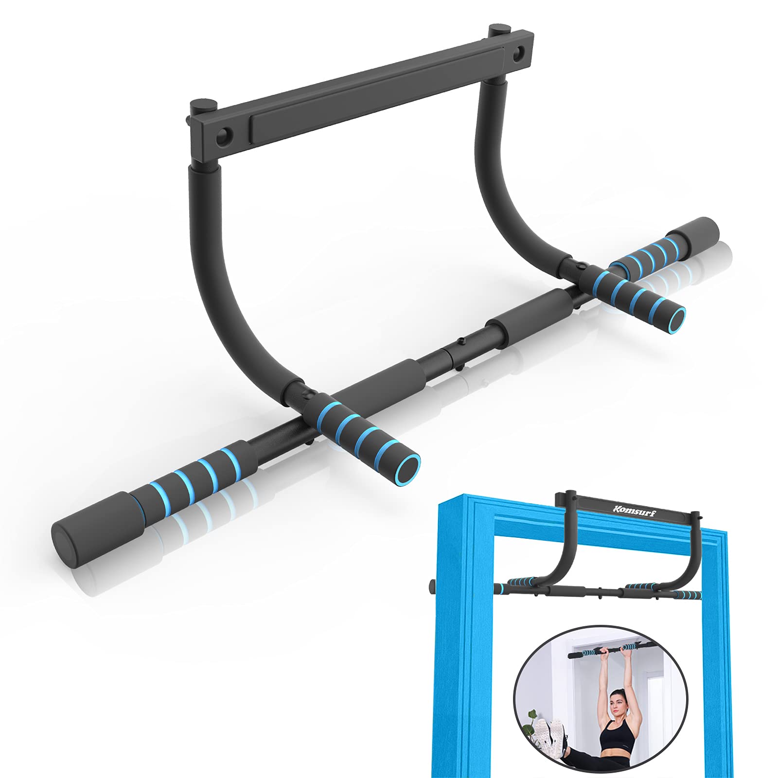 KOMSURF Heavy Duty Wall Mounted Pull Up Bar for Doorway, Pullup Bar for Home, Multifunctional Chin Up Bar, Portable Fitness Door Bar, Body Workout Gym System Trainer