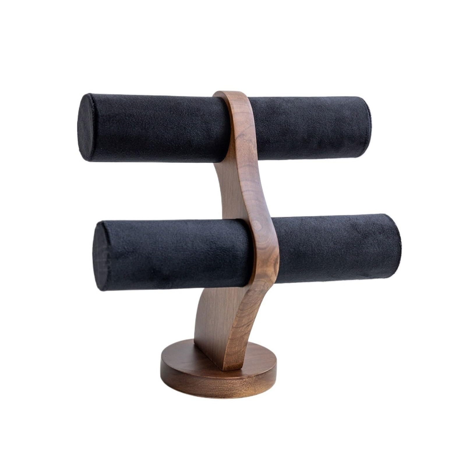 Kp6xLf3gT Jewellery Display Holder 2 Tier T-Bar Wooden Velvet Bangle Bracelet Stand(Black)