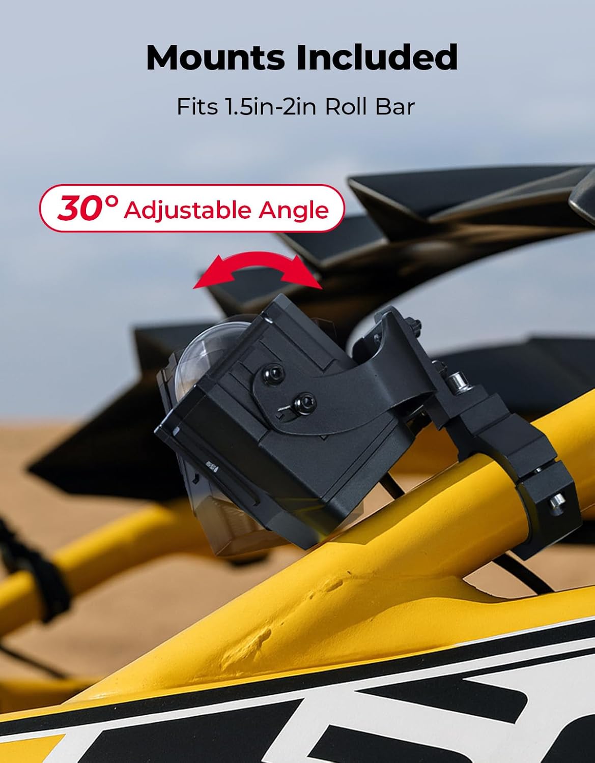 KEMIMOTO Whipless LED Whip Lights with 9 Chase, Flash Light & Auto-Cycle Mode, Compatible with Polaris RZR Ranger Can-Am Maverick X3 Defender CFmoto, Fit 1.5''-2'' Roll Cage, Alien Lights for SXS UTV