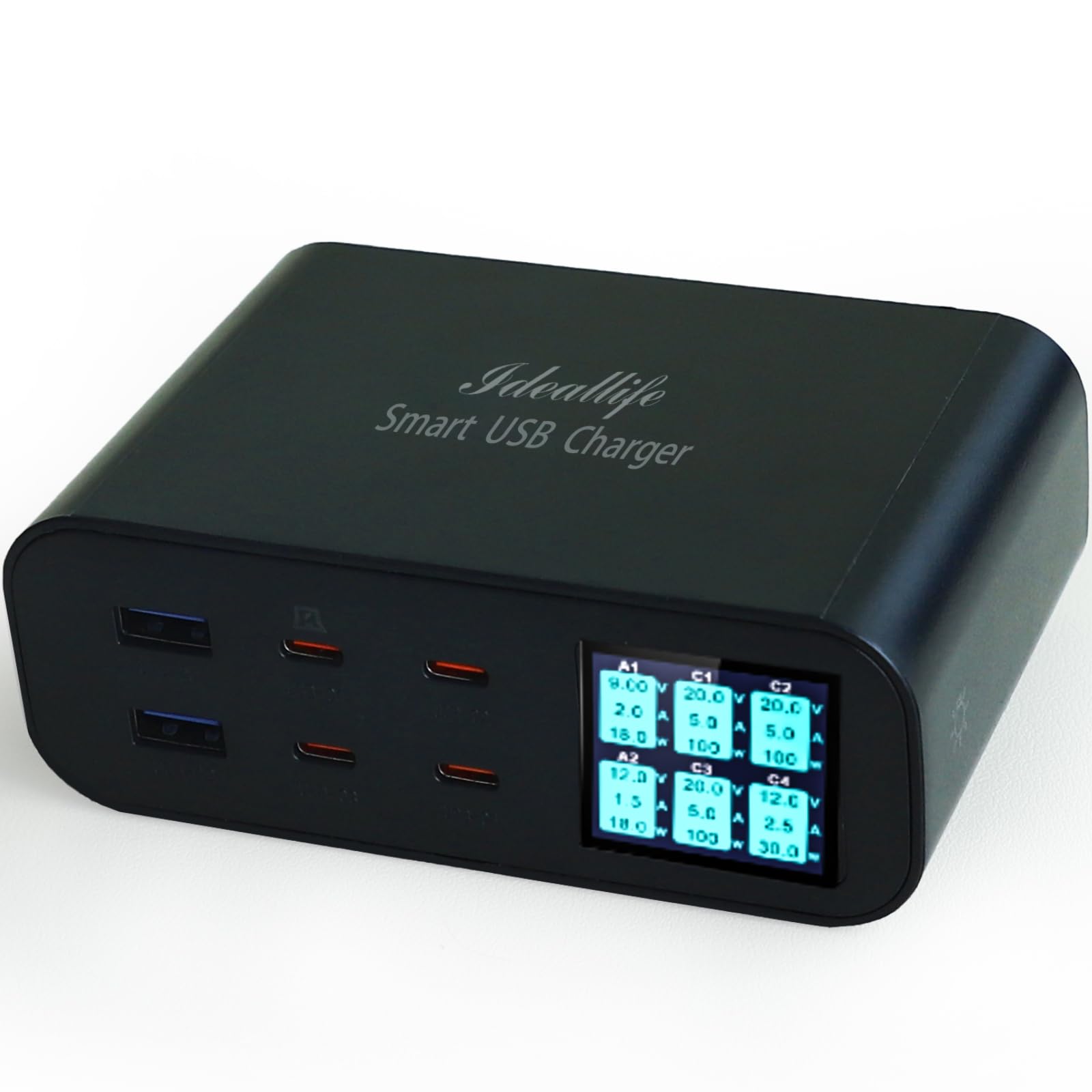 ideallife USB C Ladegerät, 160W 6 Anschlüsse GaN Ladestation