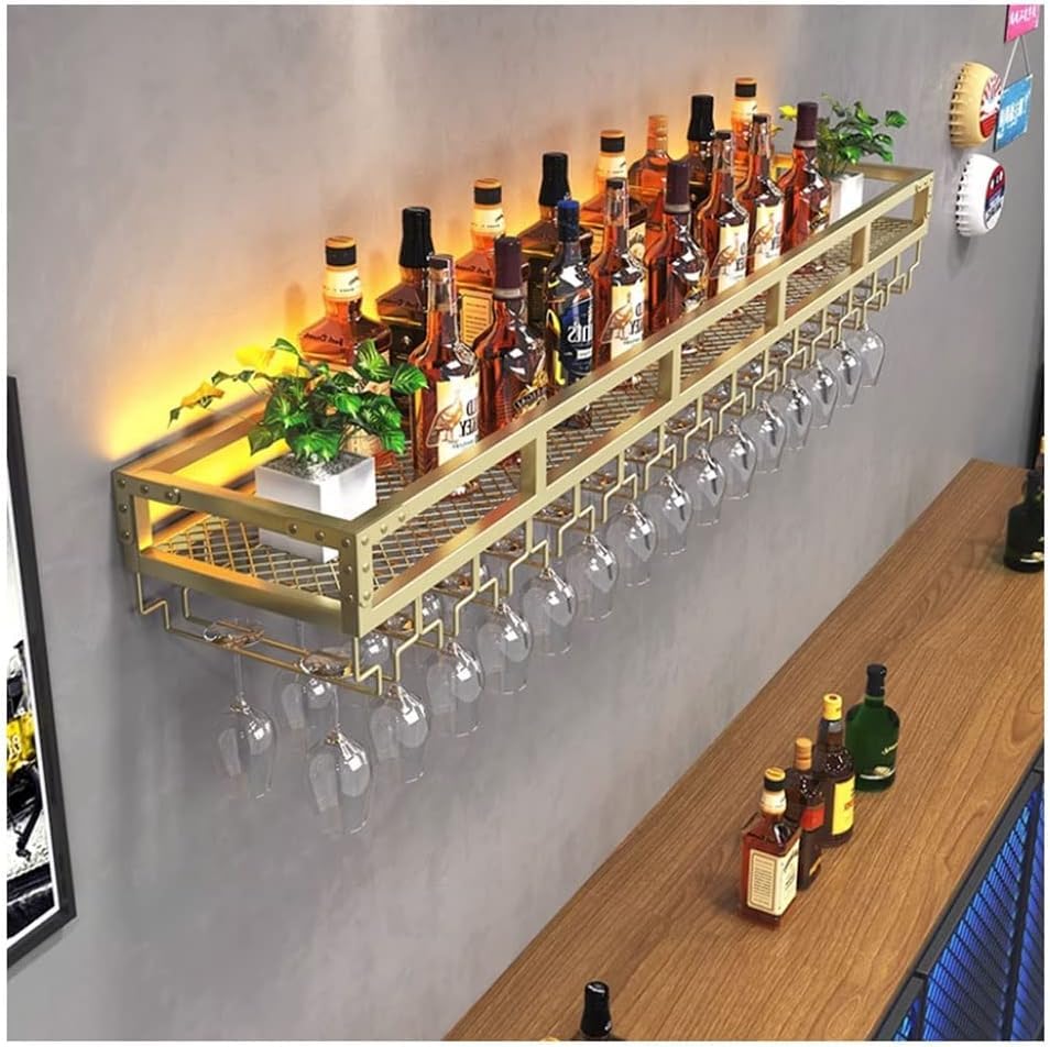 Support à gobelets simple à suspendre pour bar et étagère lumineuse