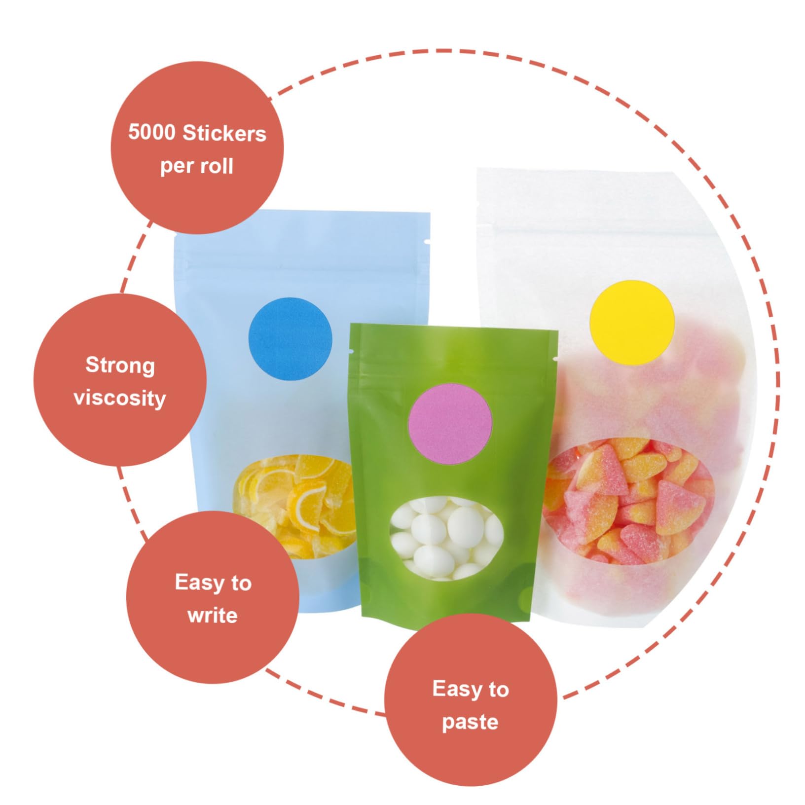 Angoily 10rotoli Etichette Adesive Pois Colorati Di Adesivi Circolari Etichette Di Classificazione Per Uso Domestico Scolastico e Ufficio Senza Residui Colla Comode Per Etichettare Articol