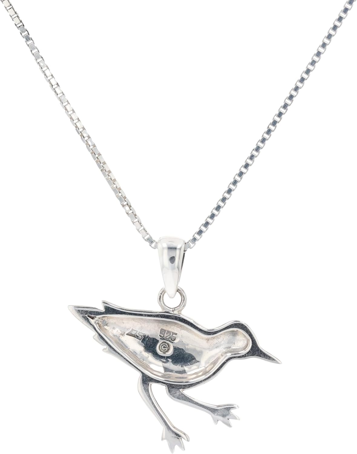 Jewelry Trends Sterling Silver Ocean Sea Bird Pendant with Blue Enamel on 18 Inch Box Chain Necklace - Image 4