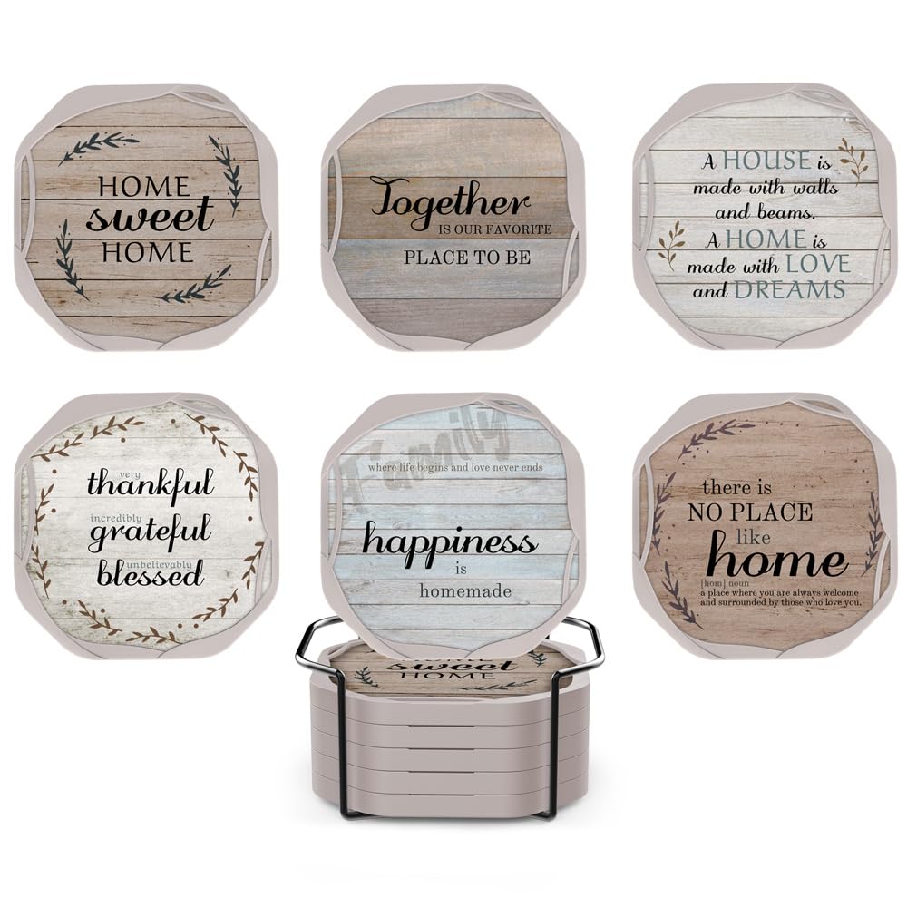 UMIRRO Absorbent Drink Coasters, Housewarming Gifts for New House, Sweet Home Decor, Rustic Farmhouse Coffee Table Centerpiece, Small Ideas for Women