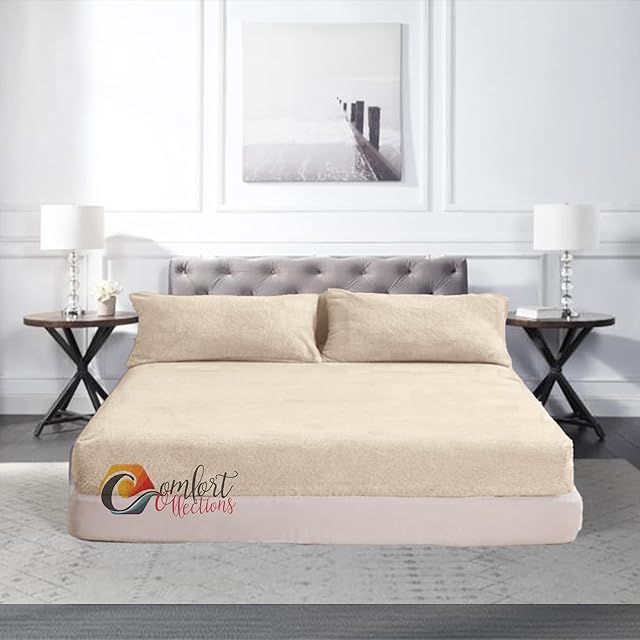 Extra Deep Fitted 30cm Teddy Fleece Fitted Bed Sheet Plain Thermal Warm and Cosy Soft Luxury Bedding Cream Fitted Bed Sheet Single 90cm x 190cm + 30cm Approximate