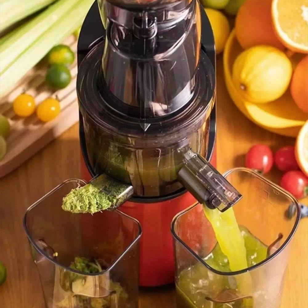 Kaltpress-Entsafter für ganzes Obst und Gemüse, 500 W Leistung, 8 mm breiter Schacht für effizientes Entsaften, leicht zu reinigen, ideal für gesunde Säfte
