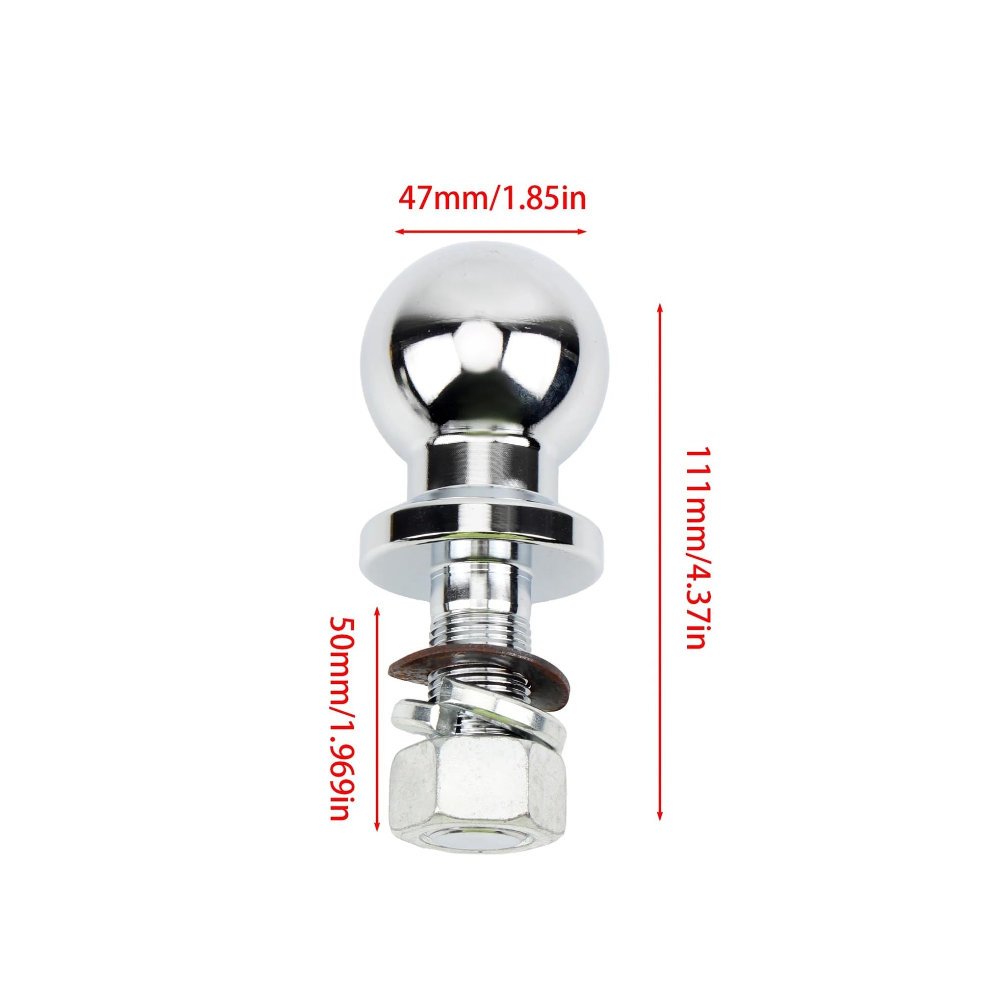 Enganche de Remolque con Cabeza esférica for ATV UTV, Parachoques Duradero, Repuesto de Acoplamiento, Bola de Remolque for caravanas, Barcos y remolques de 1-7/8", 2000 LB