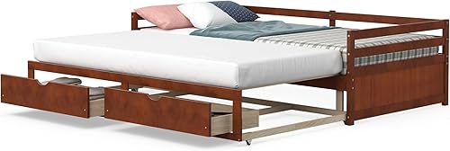 Miniatura 9 de DORTALA Sofá cama individual a King con nido y 2 cajones de almacenamiento, moderno sofá cama extensible con cama extraíble, sofá cama de doble uso