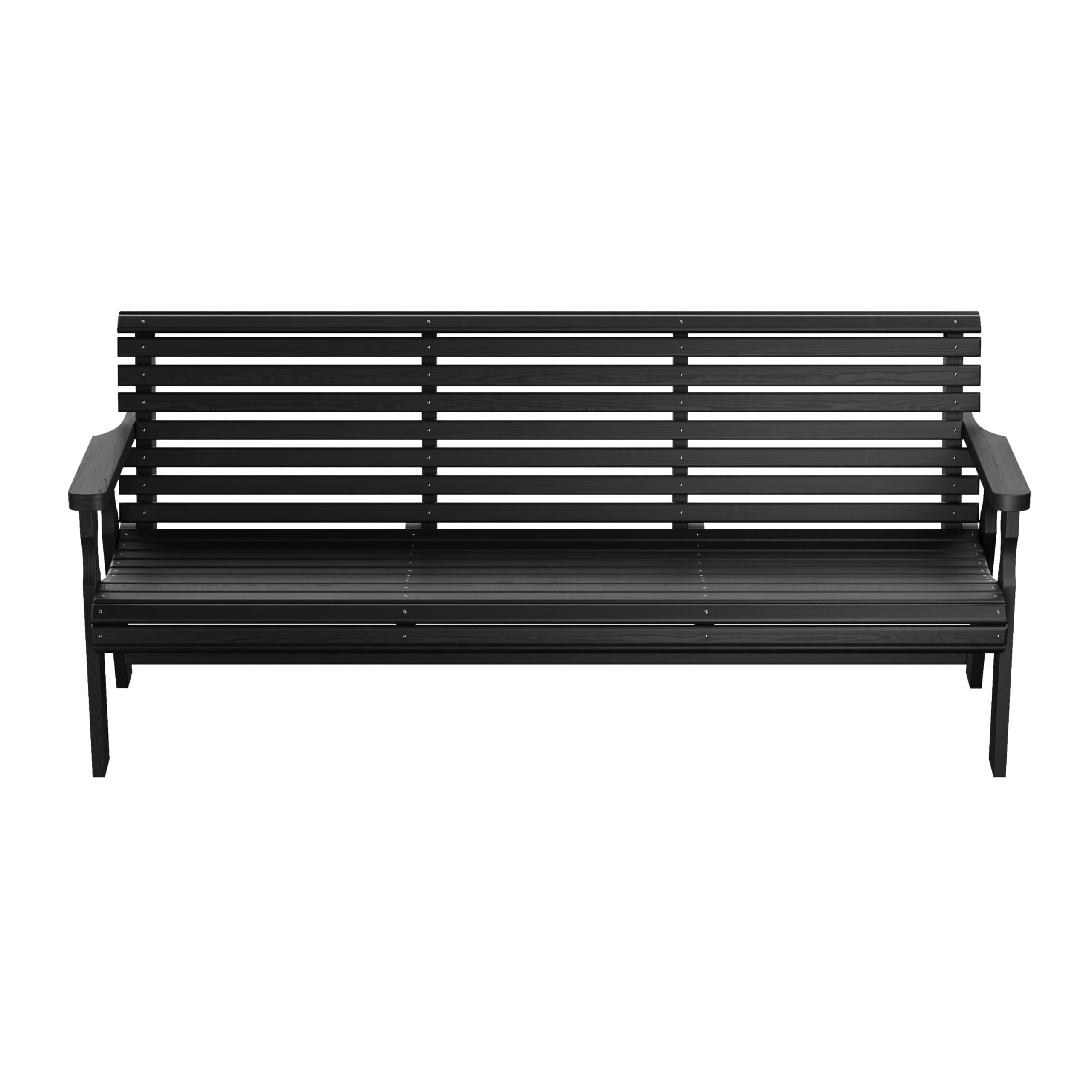 Amish Casual Heavy Duty 6 Foot Roll Back Outdoor Bench in Semi Solid Black Stain - Amish Made in The USA from Treated Pine for Outdoor Durability, 700