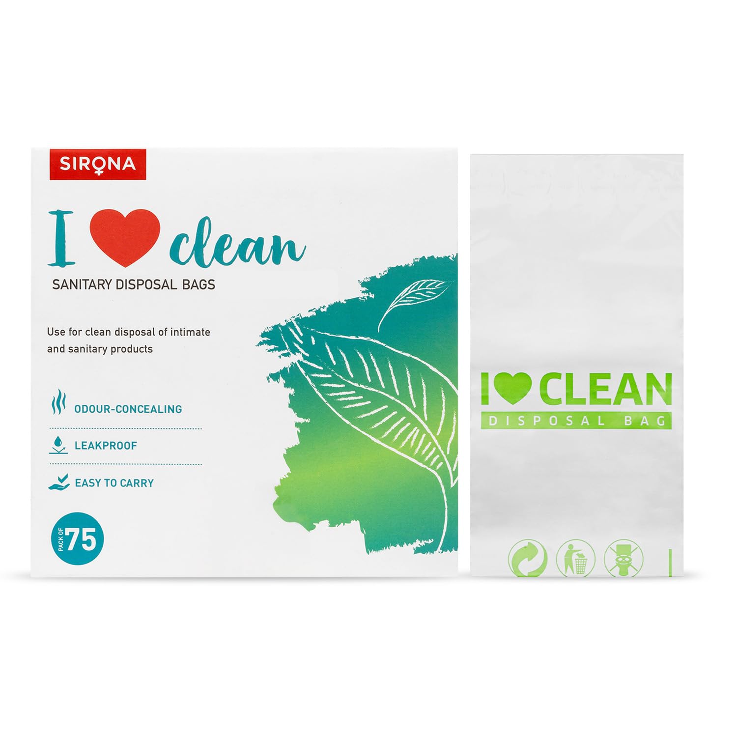 Sirona Personal Disposal Bags – 75 Bags for Discreet Tampons, Sanitary Pads/Napkin, Panty Liners, Tampons &amp; Condoms | Menstrual Care and Hygiene Products