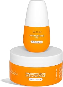 Ingrown Hair and Razor Bumps 2-Step Routine - Moisturize and Calm - Ingrown Hair Oil (30 ml) and Exfoliating Scrub (236 ml) - Vanilla Tangerine