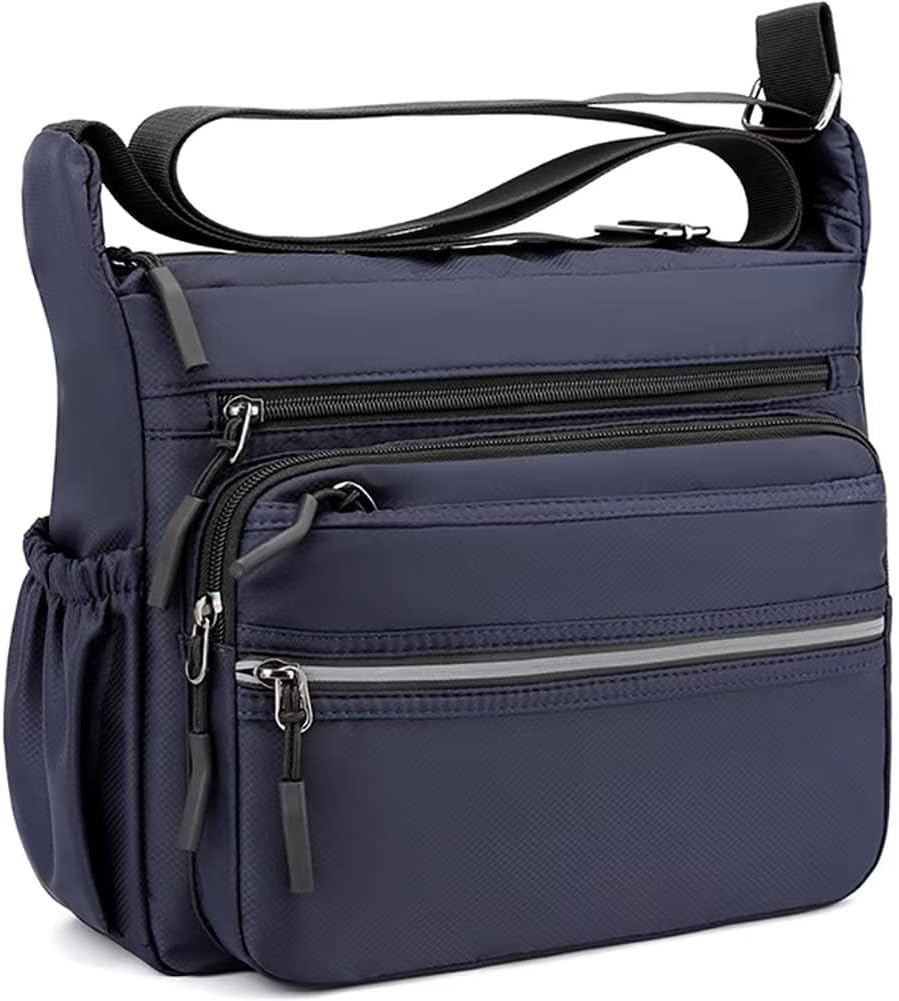 Mudono Messenger Bag for Men Nylon Waterproof Shoulder Bag Multi-pocket Crossbody Bag Daily Travel Bag Lightweight Satchel