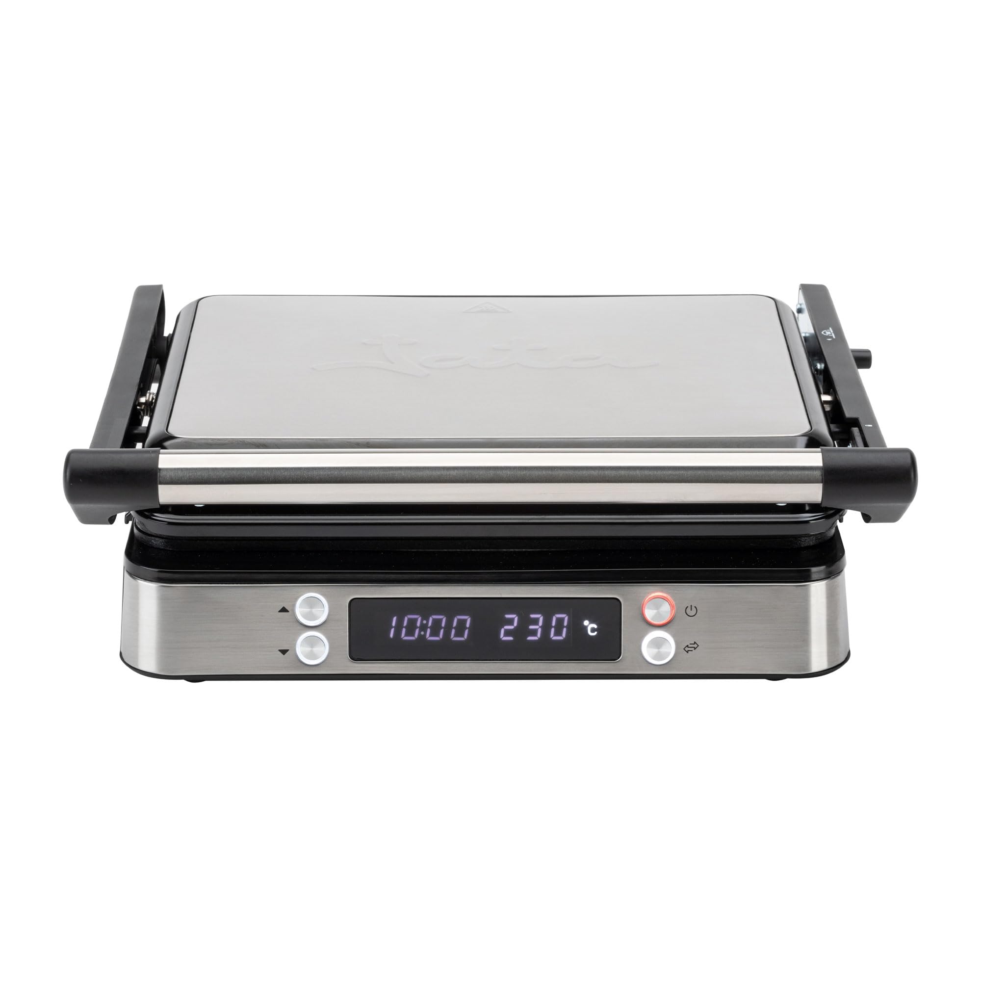 JATA JEGR1529 - Grill Eléctrico Digital 2000 W. Parrilla con apertura total 180° | Pantalla LED | Placas mixtas antiadherentes sin PFOA | Tapa basculante | Bandeja recogegrasas
