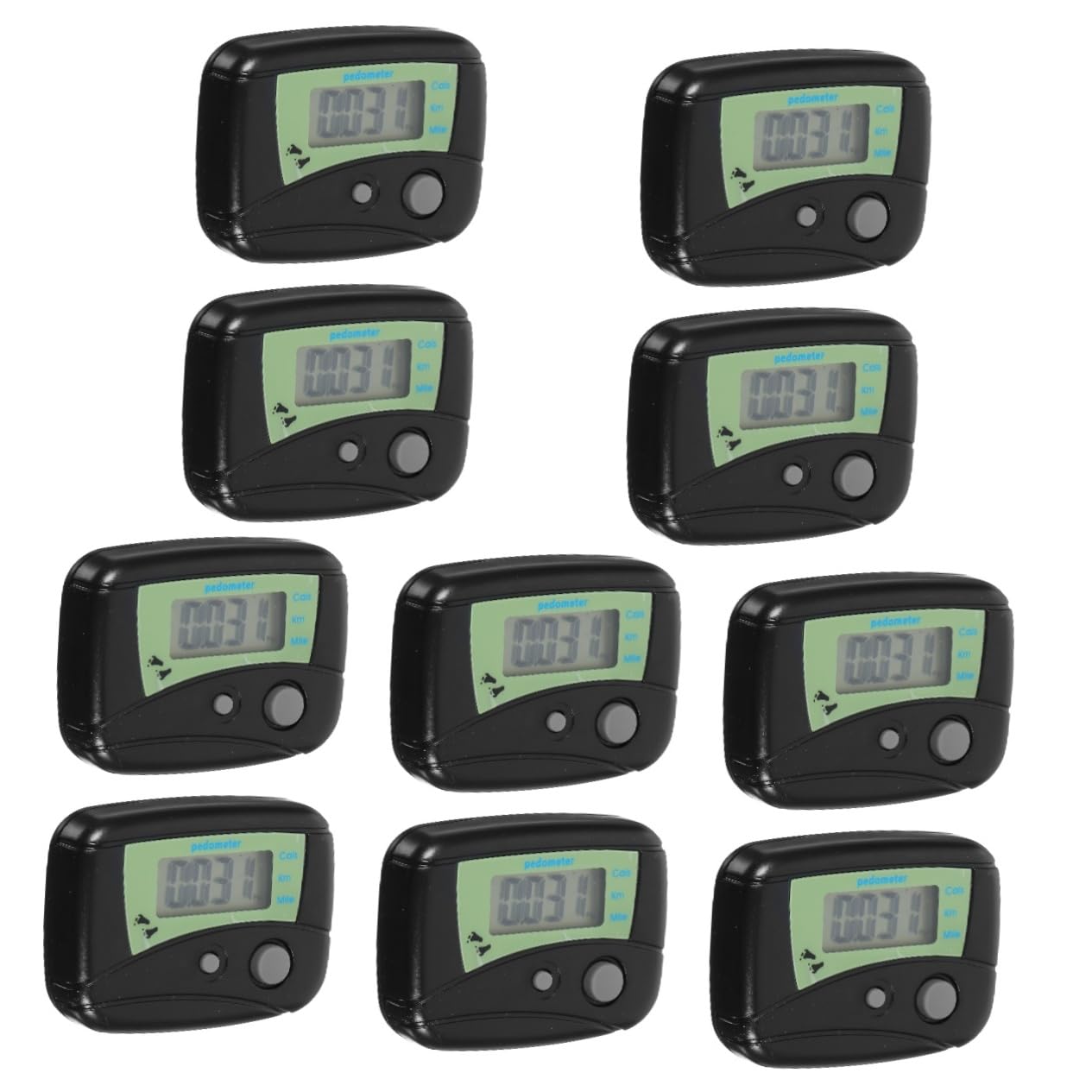 Kisangel Lot de 10 Podomètres Numériques Multifonctions avec Écran LCD Compteur De Compteur De Calories Podomètre pour Le Fitness Noir