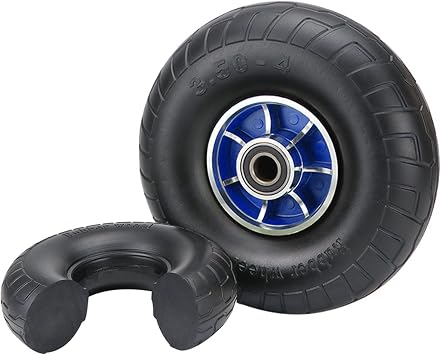 Solid Rubber Wheels for Wheelbarrows, 1 Pcs 10 Inch 14 Inch Utility Tire Wheel 0.79 Inch Hole Diameter Replacement Wheelbarrow Wheel, Blue/Red Alloy Wheel, Weather Resistant, Shock Absorption, Slip,