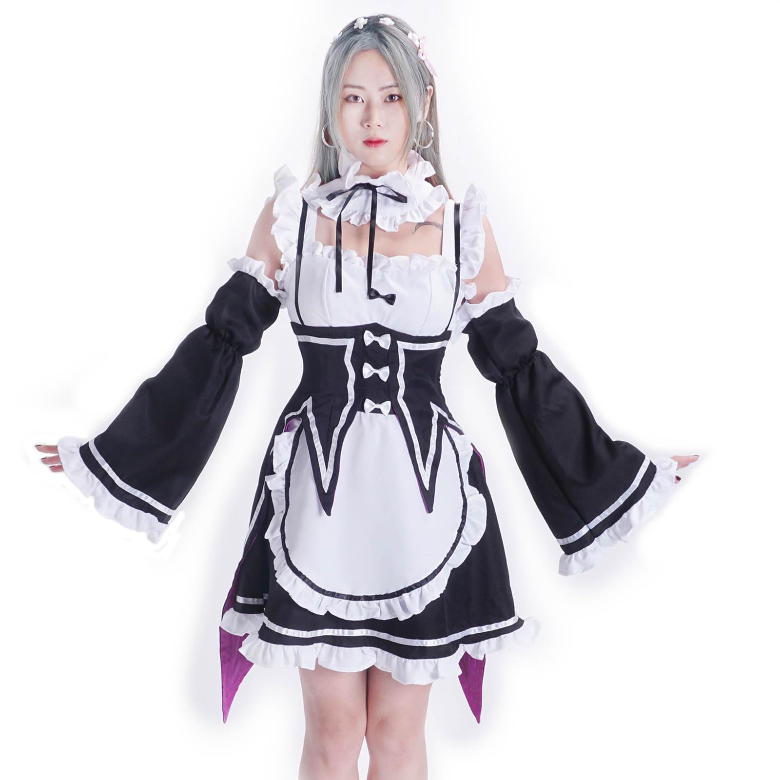CoolChange Ram & Rem Maid Uniform Maid Cosplay Costume for Re: Zero Fans Sizes S - L