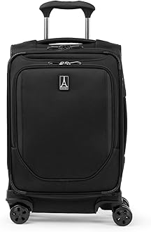 Travelpro Crew Classic Lightweight Softside Expandable Carry on Luggage, 8 Wheel Spinner Suitcase, Men and Women, Compact Carry On 20-Inch, Black, Black, Compact Carry On, Crew Classic Softside