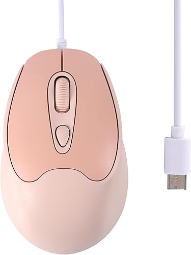 Ratón con cable, interfaz USB-C, silencioso, ligero, portátil, cómodo, ergonómico, de viaje, pequeño ratón óptico Plug and Play, ambidiestro para