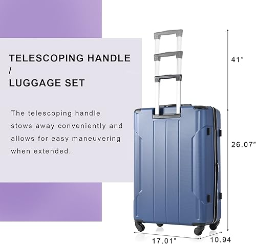 Miniatura 9 de Merax Juego de 2 maletas con ruedas, expandible y ligero, cerradura TSA, equipaje de mano giratorio rígido (20 28 pulgadas, azul)