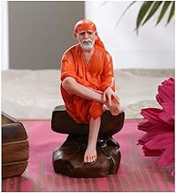 KRISHNAGALLERY1 Polyresin Antique Sai Baba Murti Statue Idol Shirdi Sai Baba Idol for Car Dashbaord Home Pooja Room Office Decor Small Size 3.5 Inches